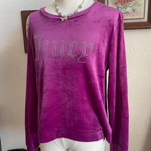Y2K Brand Juicy Couture Velour Rhinestone Glam Long Sleeve Top